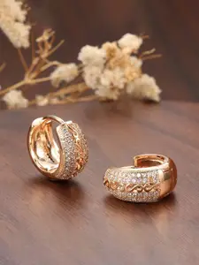 Yellow Chimes Rose Gold Plated Contemporary Hoop Earrings