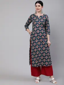 Nayo Women Blue & Red Ethnic Motifs Printed Kurta