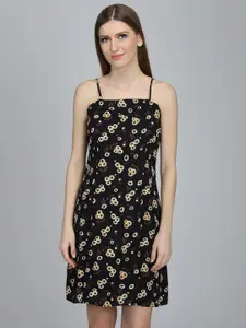 DODO & MOA Black & White Floral A-Line Dress