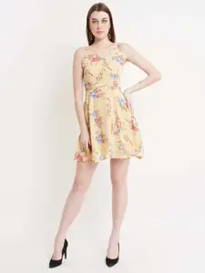 DODO & MOA Yellow & Red Floral Sheath Dress