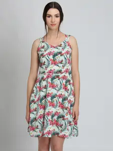 DODO & MOA Blue Tropical A-Line Dress