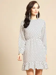DODO & MOA Polka Dot Printed Fit & Flare Dress