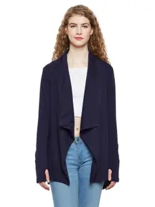 Hypernation Women Navy Blue Open Front Shrug