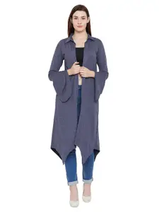 Hypernation Women Blue Longline Open Front Shrug