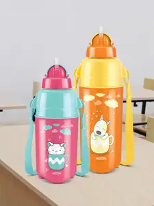 Milton Kool Trendy 400 Cherry Pink Printed Insulated Water Bottle with Straw 370 ml