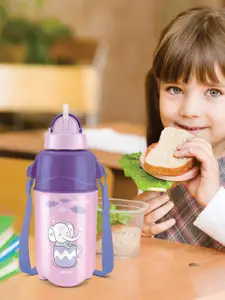 Milton Kool Trendy 400 Purple Printed Insulated Water Bottle with Straw 370 ml