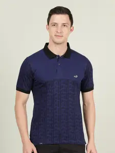 Crocodile Men Blue Polo Collar Slim Fit Cotton T-shirt