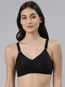 Dollar Missy Pack of 1  Cotton Wire-Free Crossover Support Bra DES-1151-R3-BLK-PO1