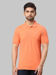 Park Avenue Men Orange Polo Collar Slim Fit T-shirt