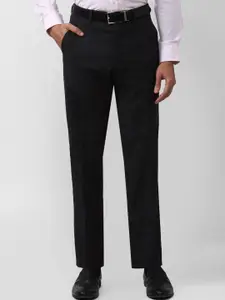 Van Heusen Men Black Mid-rise Formal Trousers