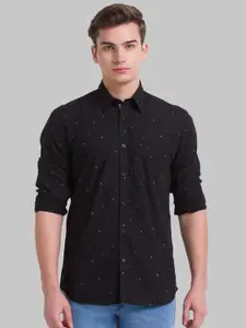 Parx Men Black Slim Fit Printed Cotton Casual Shirt