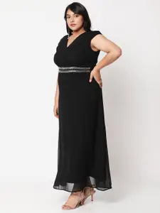 Curves by MISH Plus Size Black Embellished Maxi Dress