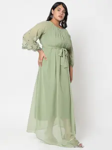 Curves by MISH Sea Green Plus Size Georgette Maxi Dress