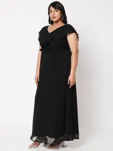 Curves by MISH Black  Plus Size Georgette Maxi Dress