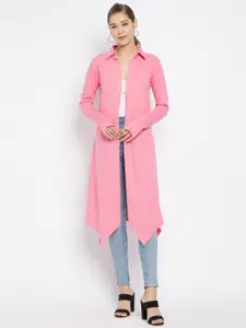 Hypernation Women Pink Longline Open Front Shrug