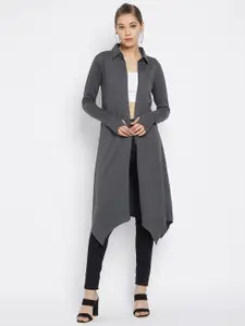 Hypernation Women Charcoal Longline Open Front Shrug