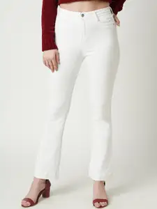 Kraus Jeans Women White Flared High-Rise Jeans