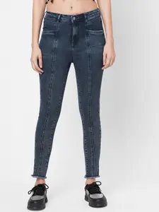 Kraus Jeans Women Blue Super Skinny Fit High-Rise Low Distress Jeans