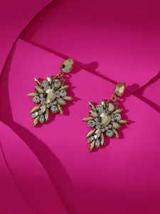 SOHI Women Gold Plated White Contemporary Drop Earrings