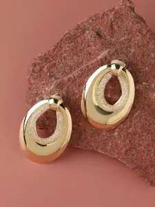 SOHI Women Gold Plated Teardrop Shaped Drop Earrings