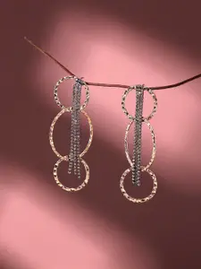 SOHI Gold Plated Contemporary Drop Earrings