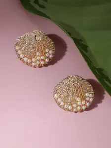 SOHI Gold Plated Contemporary Studs Earrings