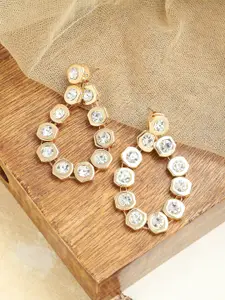 SOHI Gold Plated Contemporary Drop Earrings