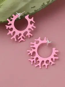 SOHI Pink Contemporary Hoop Earrings