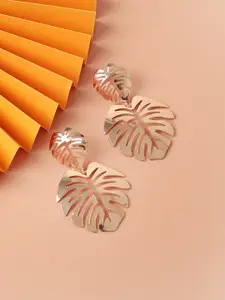 SOHI Gold Plated Contemporary Drop Earrings