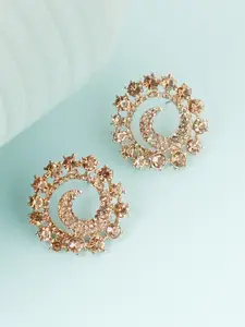 SOHI Gold Plated Contemporary Studs Earrings