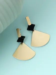 SOHI Black Gold Plated Contemporary Drop Earrings