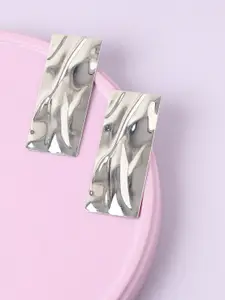 SOHI Silver-Plated Geometric Studs Earrings