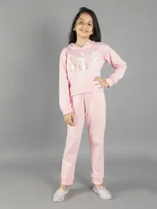 Ninos Dreams Girls Pink & White Printed Jacket with Pyjamas