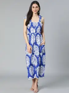 Oxolloxo Blue Ethnic Motifs Maxi Dress