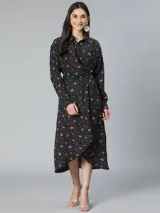 Oxolloxo Black Floral Midi Dress