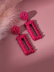 SOHI Purple Contemporary Drop Earrings