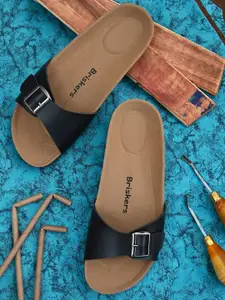 BRISKERS Women Black Open Toe Flats