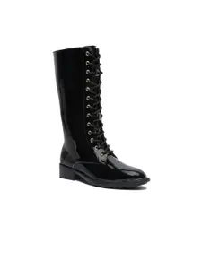 Bruno Manetti Women Black Lace-Up Regular Boots