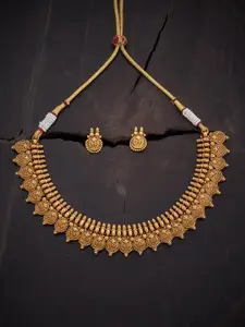 Kushal's Fashion Jewellery Antique Gold-Toned Stones Necklace Jewellery Set