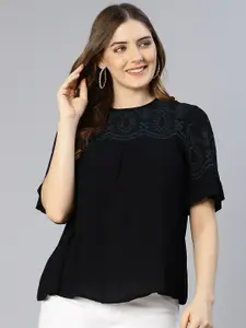 Oxolloxo Black Embroidered Top