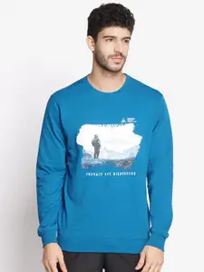 Wildcraft Men Blue Printed Cotton Sweatshirt