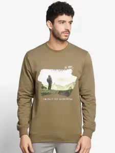 Wildcraft Men Olive Green Printed Cotton Sweatshirt