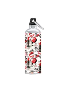 macmerise Fashionista Essentials Design White Printed Aluminium Sipper Water Bottle 750ml