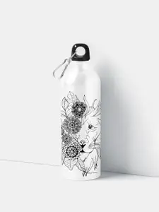 macmerise White & Black Floral Printed Aluminum Sipper Water Bottle
