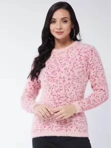 Modeve Women Pink Floral Printed Acrylic Pullover