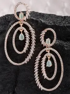 KARATCART Lime Green Rose Gold Plated Classic Drop Earrings