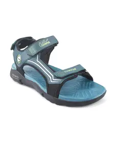Campus Men Grey & Blue Sports Sandals