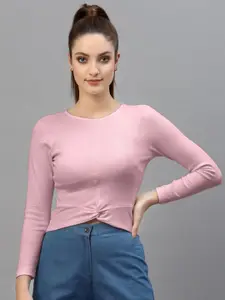 Friskers Pink Fitted Rib Crop Top