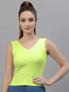 Friskers Lime Green Fitted Rib Crop Top
