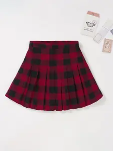 edheads Girls Red & Black Checked A-Line Skirt